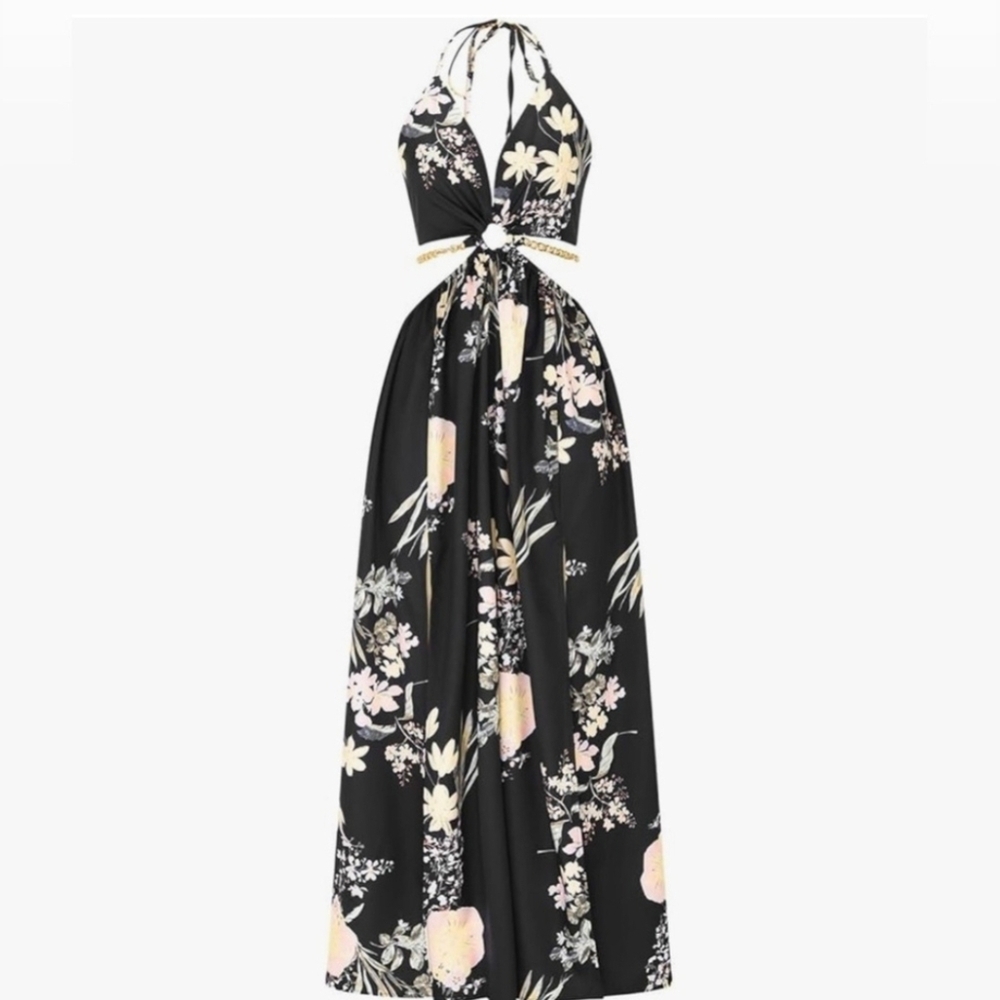 NEW Floral Halter Maxi Dress - Picture 3 of 3